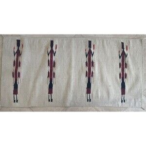 VINTAGE 28X58 Wool Woven Yei Style Rug - Not Sure Of Age Or Origin - AS-IS